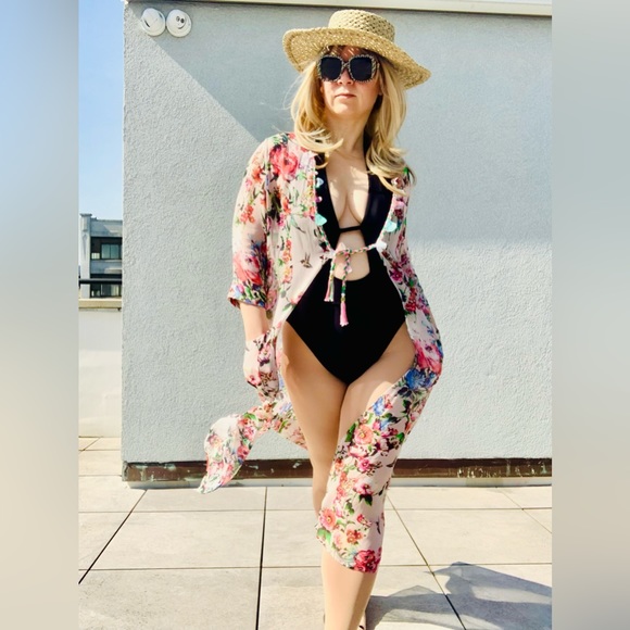 🚢ITALIAN Anna Sassatelli Duster Vintage Floral Design Italy - Picture 5 of 16